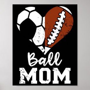 Poster Ball Maman Coeur Drôle Football Soccer Maman