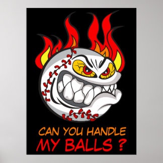 Poster Balle de baseball en colère avec citation, drôle