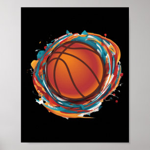 Poster Balle de basket-ball en rotation