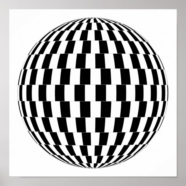Poster Balle de discothèque noir et blanc (Devant)