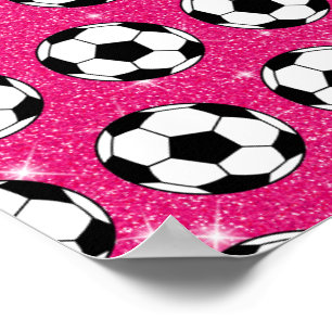 Poster Balle de football rose gel Parties scintillant Spo