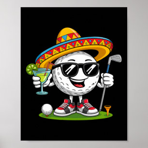 Poster Balle de golf drôle Cinco De Mayo avec sombrero Ma