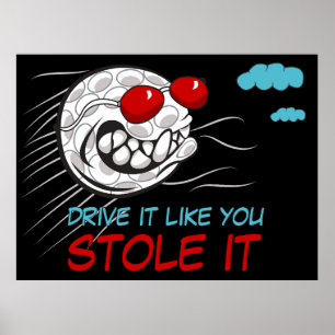 Poster Balle de Golf Volante avec Lunettes de Soleil avec