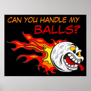 Poster Balle de Golf Volante en Flammes avec une Citation