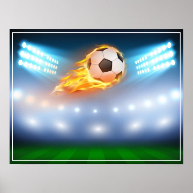 Poster Balle de soccer flamboyante (Devant)