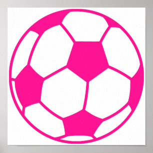 Poster Balle de soccer rose chaud