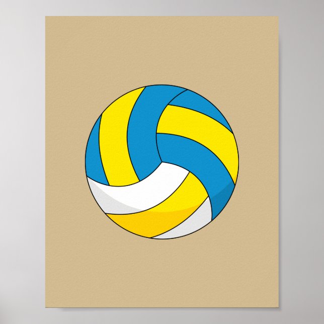 Poster Balle de volley-ball en dessin (Devant)