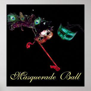 Poster BALLE MASQUÉRADE MARDI GRAS, Noir