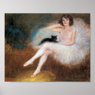 Poster Ballerina avec chat noir, Pierre Carrier-Belleuse