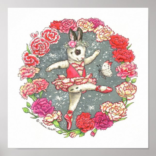 Poster Ballerina Bunny Carnation d'impression (Devant)