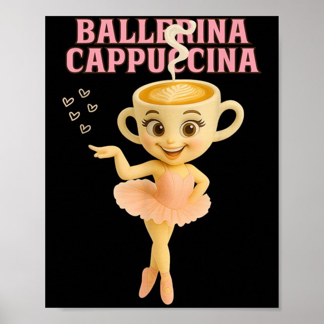 Poster Ballerina Cappuccina Italien Brainrot mème Kids Gi (Devant)