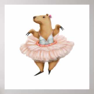 Poster Ballerina Capybara en jupe Tutu rose
