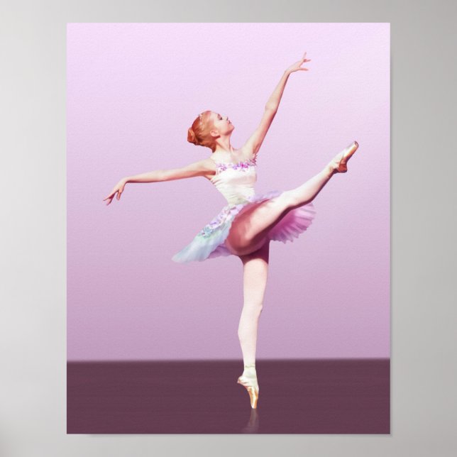 Poster Ballerina en rose et lavande (Devant)