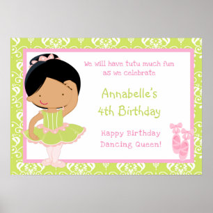 Poster Ballerina et Damas vert afro-américain Anniversair