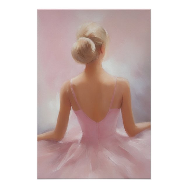 Poster Ballerina peinte en rose (Devant)