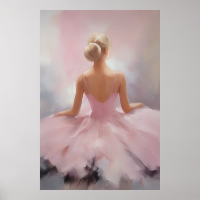 Poster Ballerina peinte en rose (Devant)