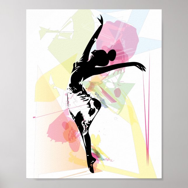 Poster Ballerina silhouette coloré pastel personnalisable (Devant)