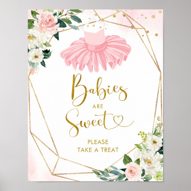 Poster Ballerina Tutu Baby shower Bébés sont Sweet Sign (Devant)