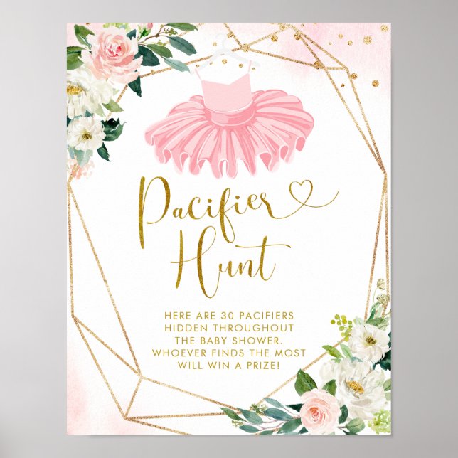 Poster Ballerina Tutu Baby shower chasse pacifique (Devant)