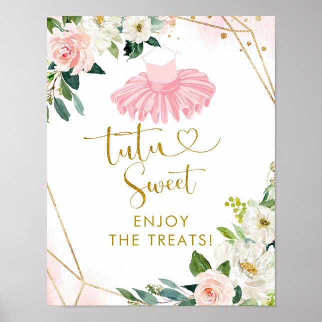 Poster Ballerina Tutu Baby shower Tutu Sweet Sign (Devant)