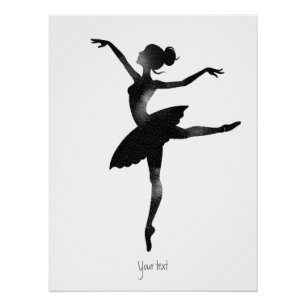 Poster Ballerine aquarelle chic charbon de bois stylé