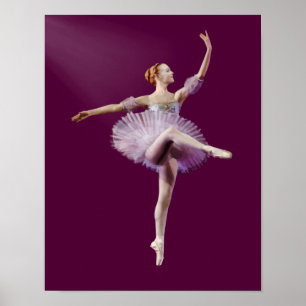 Poster Ballerine dans personnalisable pourpre et blanc