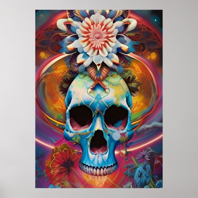 Poster Balles de voyage Art - Crâne tribal (Devant)