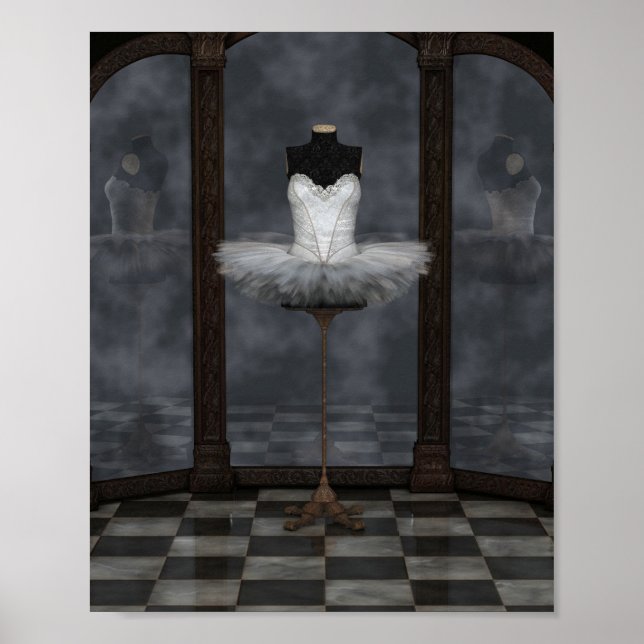 Poster Ballet classique blanc Tutu réflexions (Devant)