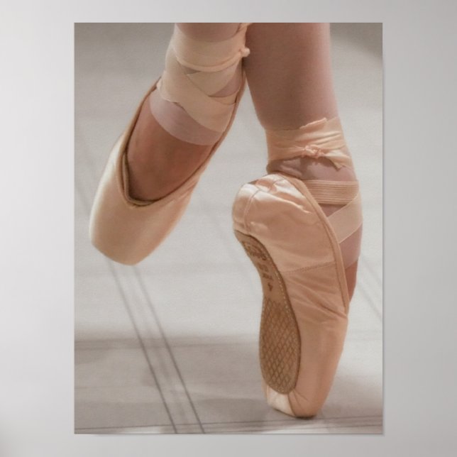 Poster Ballet Dancer en Pointe, Pieds, Chaussures en Sati (Devant)