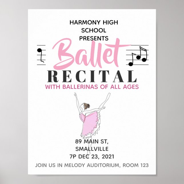 Poster Ballet de danse scolaire Considérant Ballerina Ros (Devant)