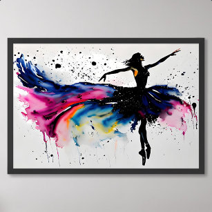 Poster ballet peinture danse fille ballerine aquarelle