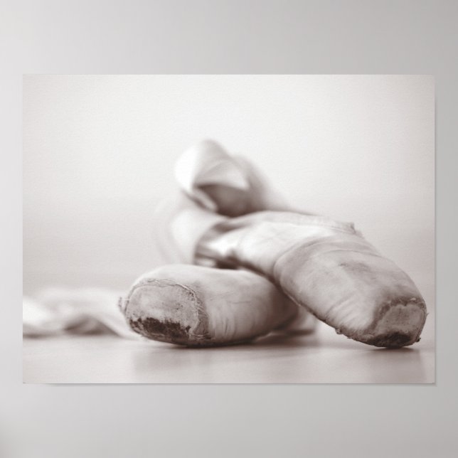 Poster Ballet Pointe Chaussures sur le sol de danse Modèl (Devant)