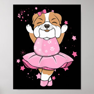 Poster Ballett de chien de chien de chien rose Ballerina 