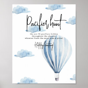 Poster Ballon à air chaud - baby shower de chasse au Paci
