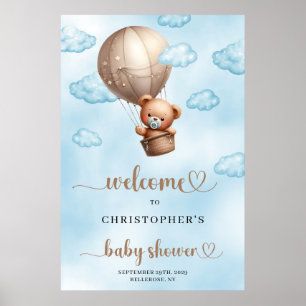 Poster Ballon à air chaud de l'ours en peluche marron à l