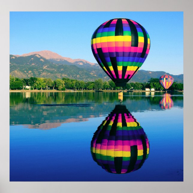 Poster Ballon à air chaud, Pikes Peak Mountain (Devant)