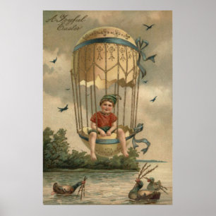 Poster Ballon à Air Pâques Oeuf Peint Coloré Canard