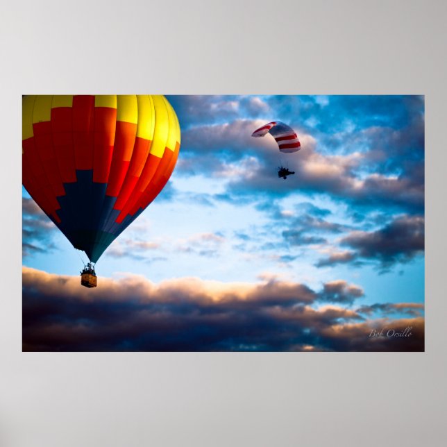 Poster Ballons à air chaud et parachute propulsé (Devant)