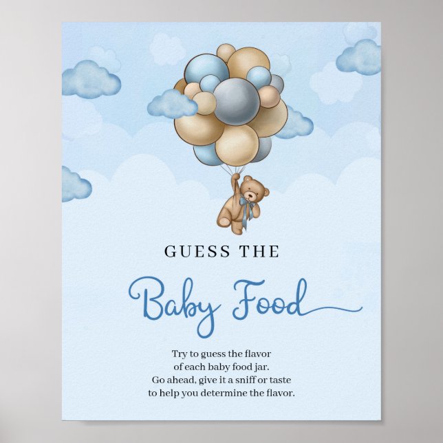 Poster Ballons bleu ours en peluche Guess The Baby Food j (Devant)