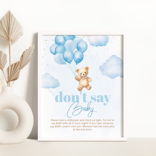Poster Ballons bleu ours en peluche Ne pas dire jeu de bé (Créateur téléchargé)