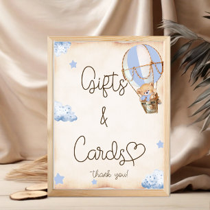 Poster Ballons bleu Teddy Bear Cadeaux & Tags
