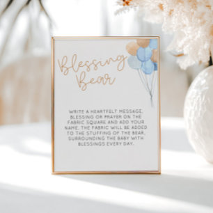 Poster Ballons Bleus Blessant Ours