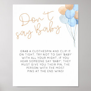 Poster Ballons Bleus Ne dites pas Bébé Signal