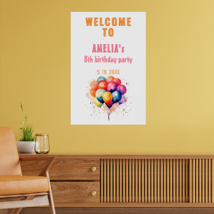 Poster Ballons colorés Anniversaire de enfant fête Bienve