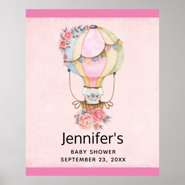 Poster Ballons d'air chaud mignon avec l'affiche d'aquare (Devant)