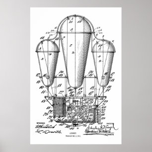 Poster Ballons de 1911 - Ancien navire - dessin d'art