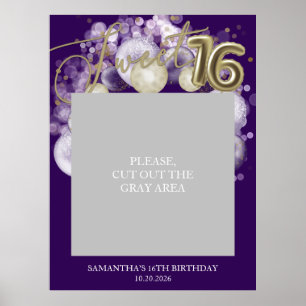 Poster Ballons de fête d'anniversaire Gold Sweet 16 décor