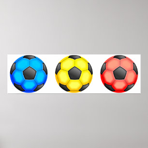 Poster Ballons de football colorés