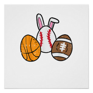 Poster Ballons de Pâques Basketball Baseball Football Gar