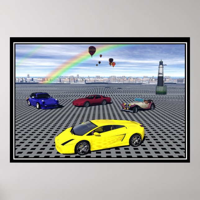 Poster Ballons de voitures de sport Abstrait (Devant)